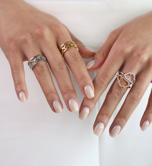 D'NOUR Cloud Love Gold Band Ring lifestyle image