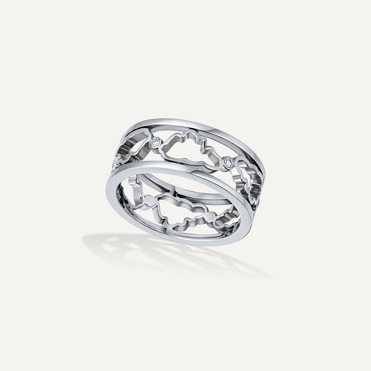 D’NOUR Cloud Love Gold Band Ring in White Gold