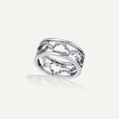 D’NOUR Cloud Love Gold Band Ring in White Gold