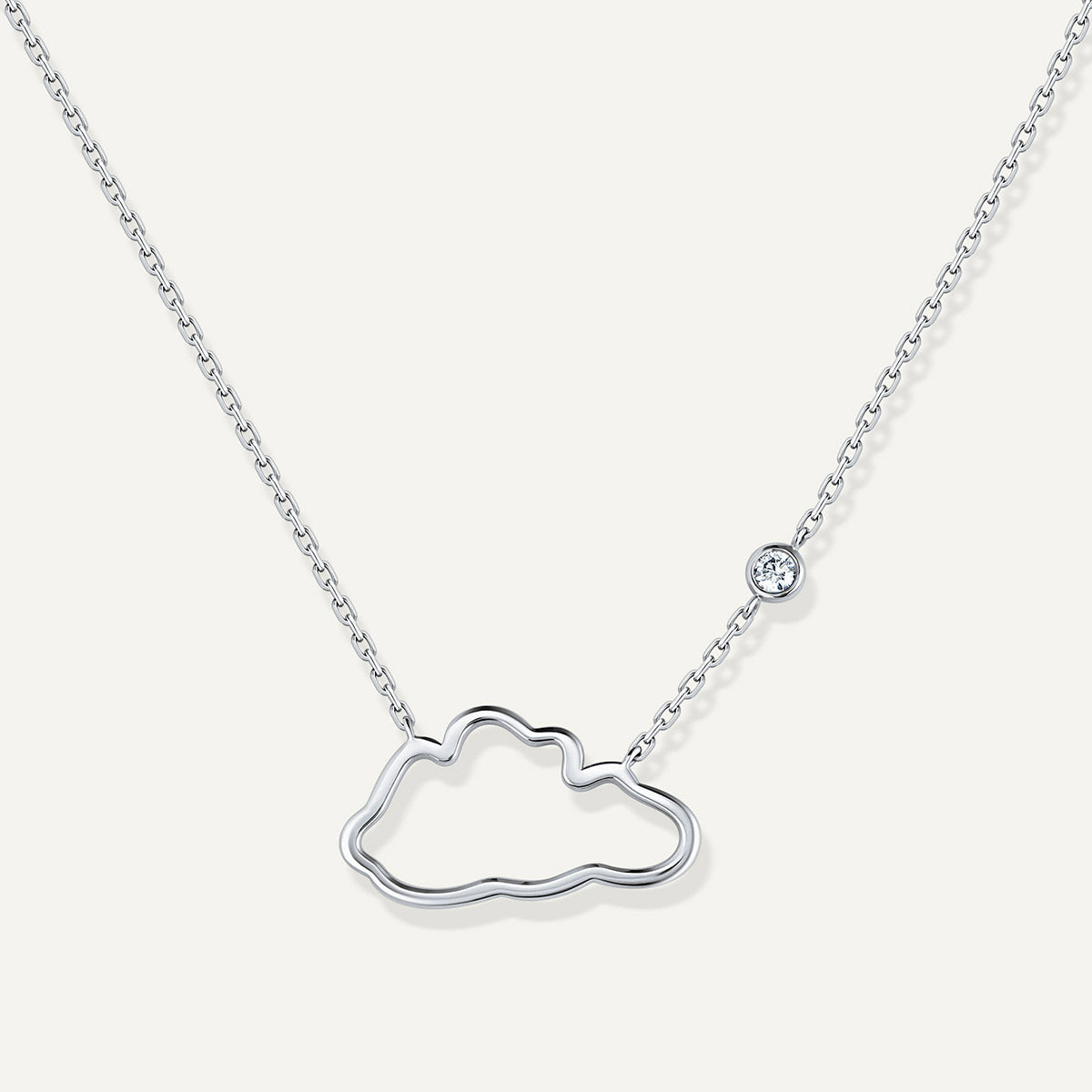 D’NOUR Cloud Love Gold Line Pendant in White Gold