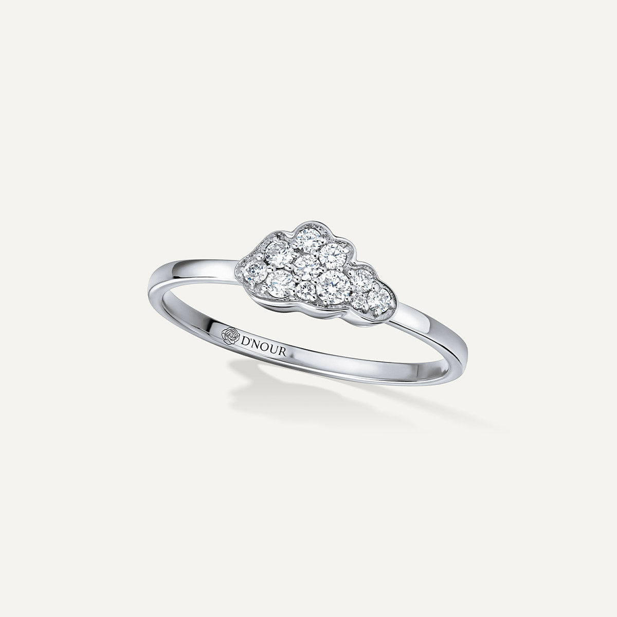 D’NOUR Cloud Love Mini Diamond Ring in White Gold