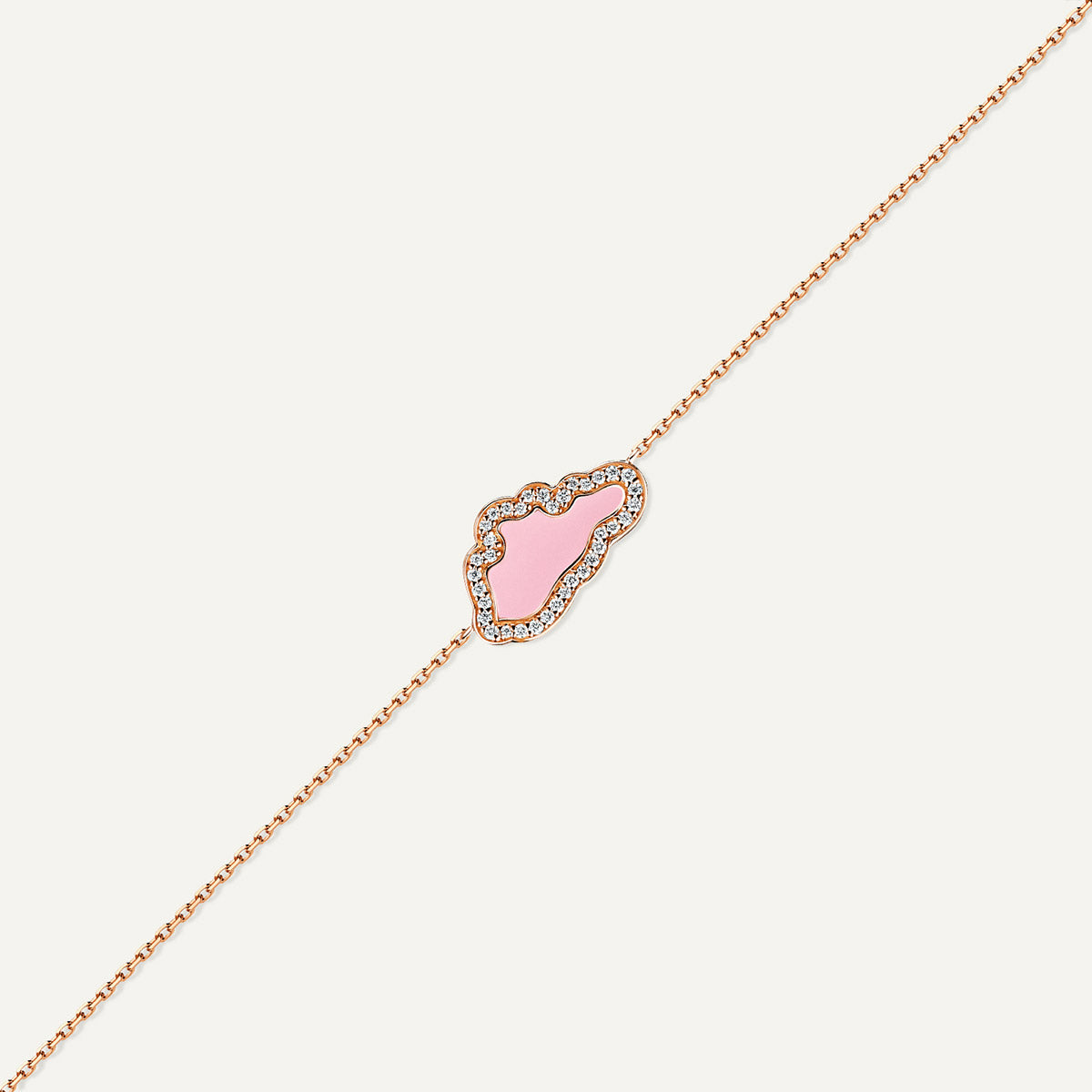 D’NOUR Cloud Love Pink Enamel Diamond Bracelet product view