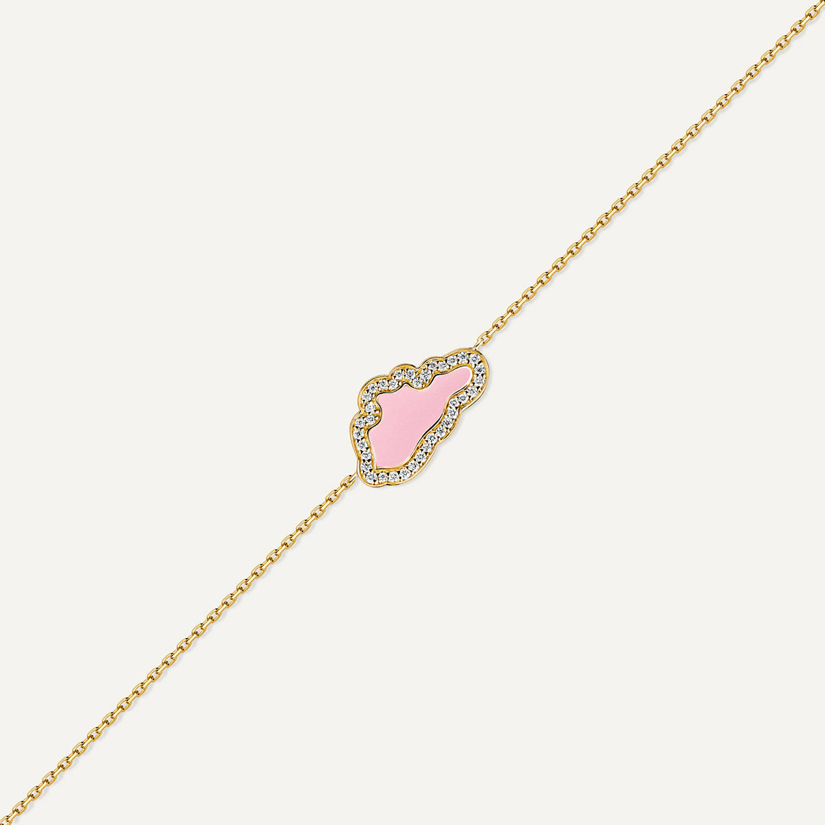 D’NOUR Cloud Love Pink Enamel Diamond Bracelet product view
