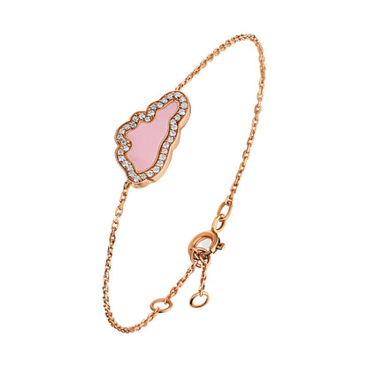 D’NOUR Cloud Love Pink Enamel Diamond Bracelet on pure white background