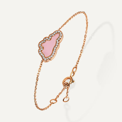 D’NOUR Cloud Love Pink Enamel Diamond Bracelet in Rose Gold