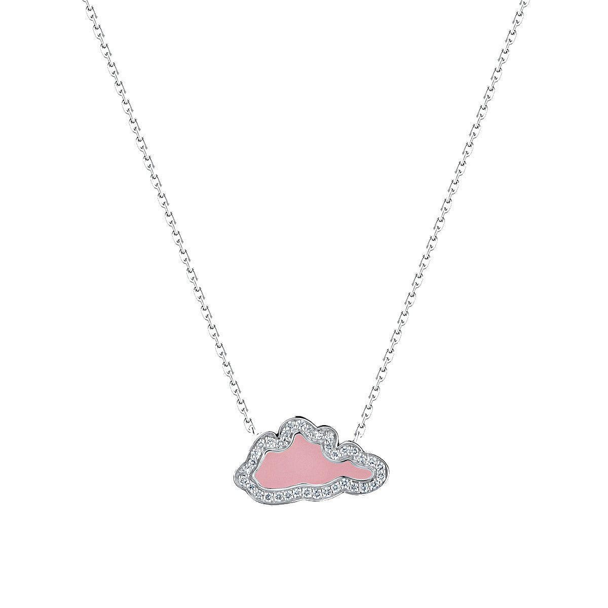 D’NOUR Cloud Love Pink Enamel Diamond Pendant on pure white background