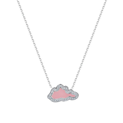 D’NOUR Cloud Love Pink Enamel Diamond Pendant on pure white background