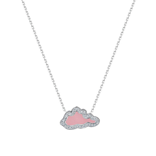 D’NOUR Cloud Love Pink Enamel Diamond Pendant on pure white background