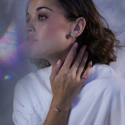D'NOUR Cloud Love Pink Enamel Diamond Ring lifestyle image