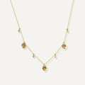 D’NOUR Rose Thank You Three Pendant Necklace in Yellow Gold on white background