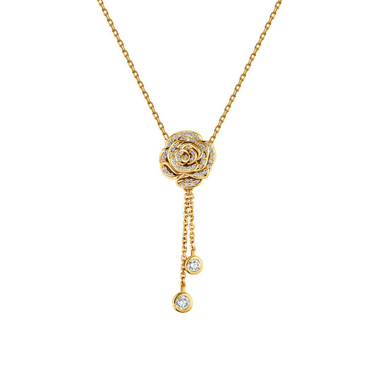 D’NOUR Rose Thank You Dangling Diamond Pendant on pure white background