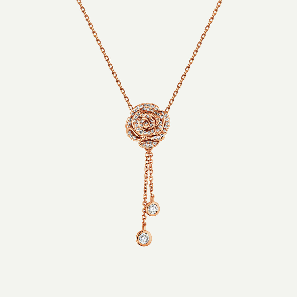 D’NOUR Rose Thank You Dangling Diamond Pendant in Rose Gold
