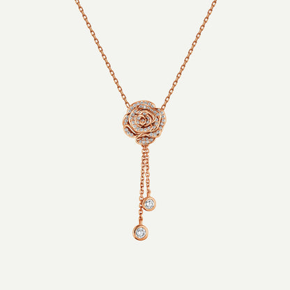 D’NOUR Rose Thank You Dangling Diamond Pendant in Rose Gold
