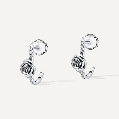 D’NOUR Rose Thank You Diamond Earrings in White Gold
