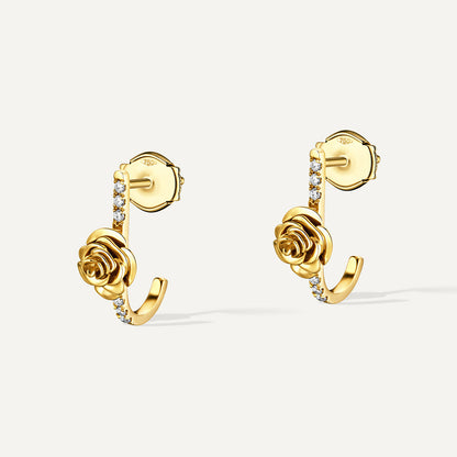 D’NOUR Rose Thank You Diamond Earrings in Yellow Gold