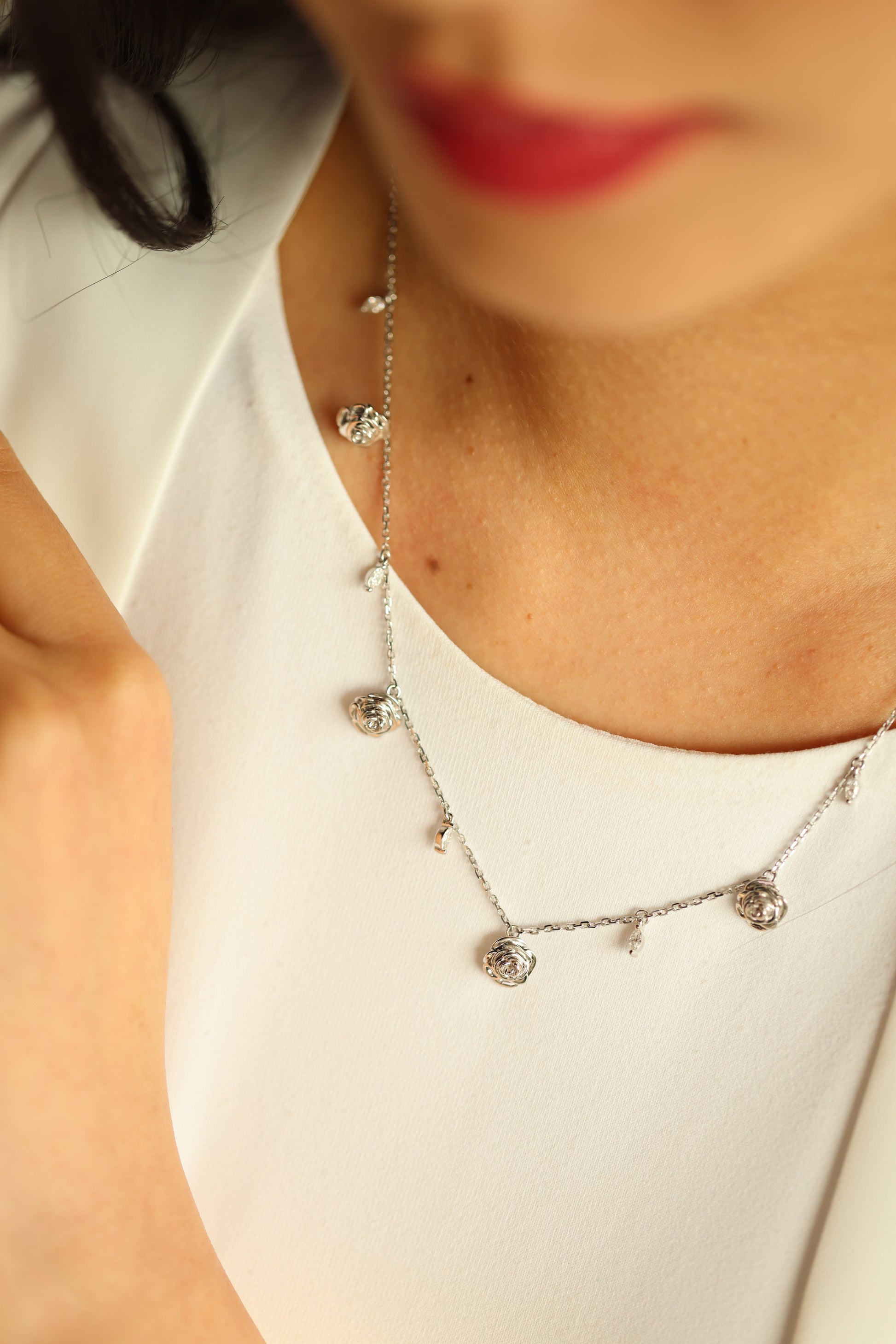 D’NOUR Rose Thank You Five Pendant Diamond Necklace lifestyle image