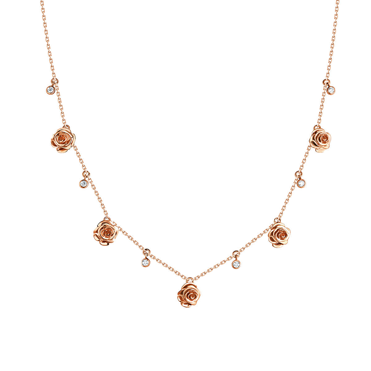 D’NOUR Rose Thank You Five Pendant Diamond Necklace on pure white background