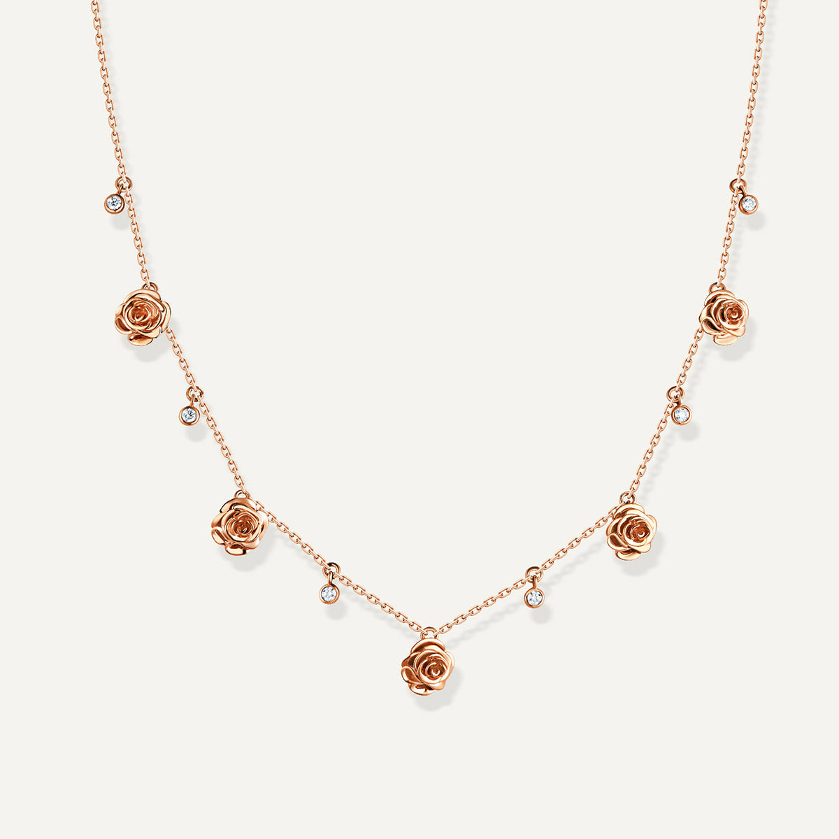D’NOUR Rose Thank You Five Pendant Diamond Necklace in Rose Gold