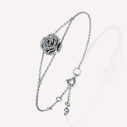 D’NOUR Rose Thank You Full Diamond Mini Bracelet in White Gold