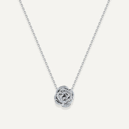D’NOUR Rose Thank You Full Diamond Mini Pendant in White Gold