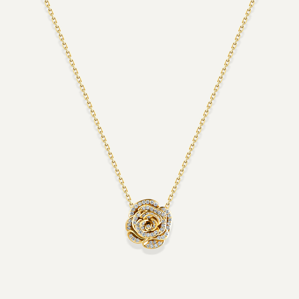 D’NOUR Rose Thank You Full Diamond Mini Pendant in Yellow Gold