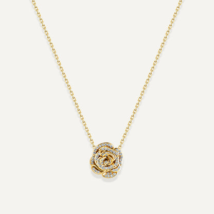 D’NOUR Rose Thank You Full Diamond Mini Pendant in Yellow Gold