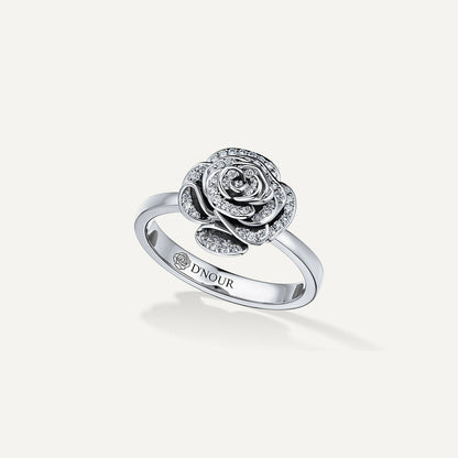 D’NOUR Rose Thank You Full Diamond Mini Ring in White Gold