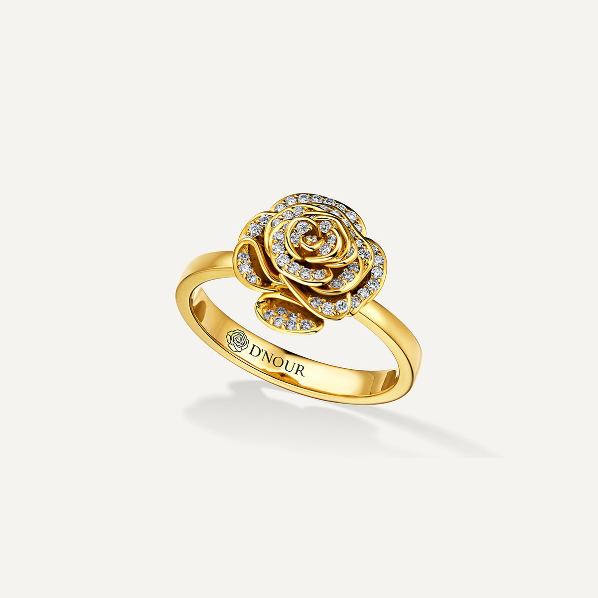 D’NOUR Rose Thank You Full Diamond Mini Ring in Yellow Gold