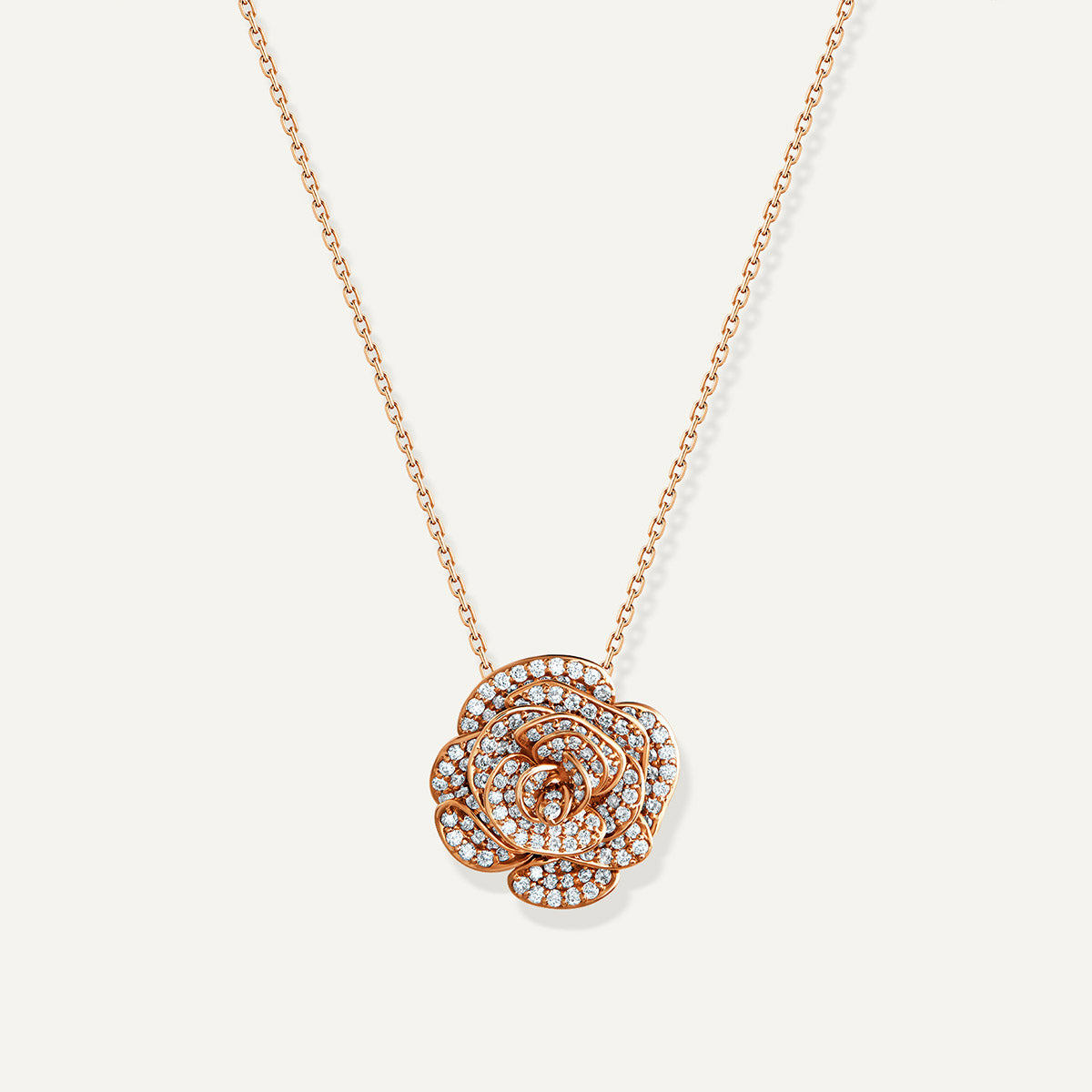 D’NOUR Rose Thank You Full Diamond Pendant in Rose Gold