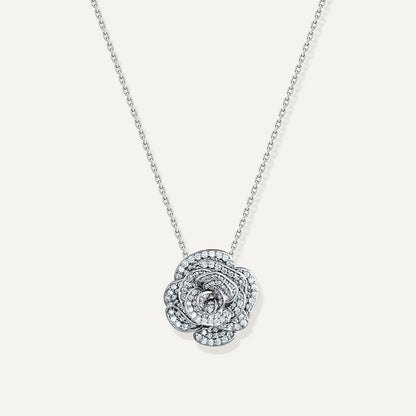 D’NOUR Rose Thank You Full Diamond Pendant in White Gold