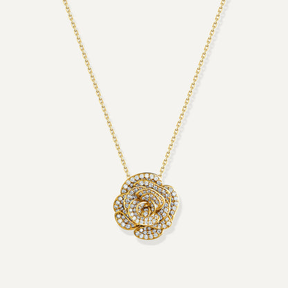 D’NOUR Rose Thank You Full Diamond Pendant in Yellow Gold
