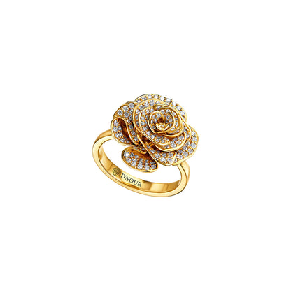 D’NOUR Rose Thank You Full Diamond Ring on pure white background