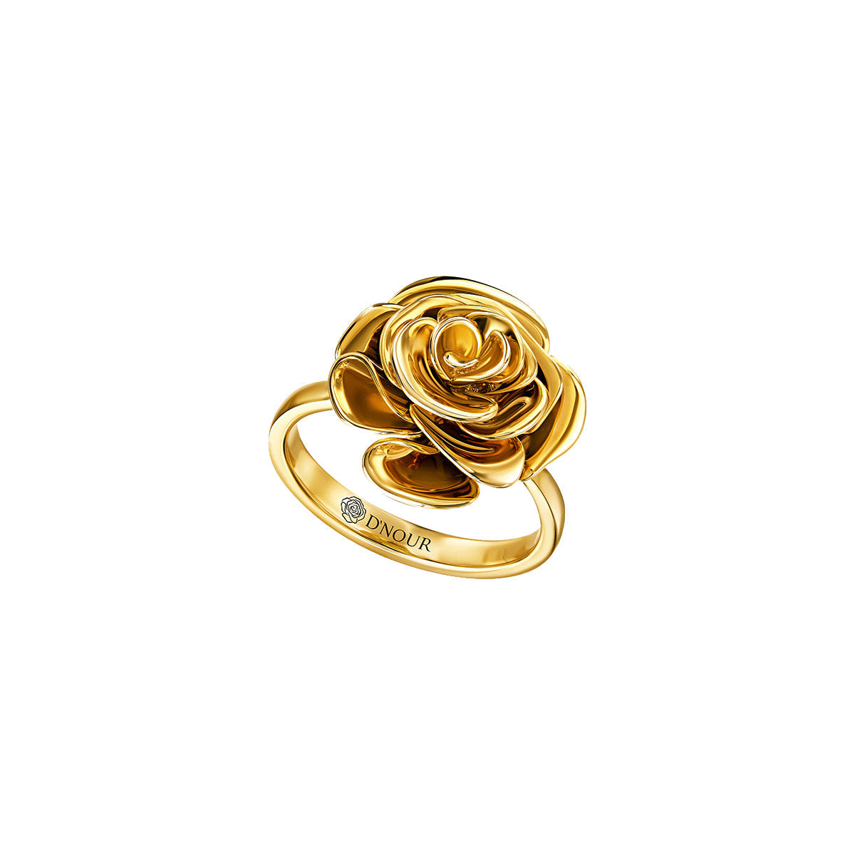 D’NOUR Rose Thank You Gold Ring on pure white background