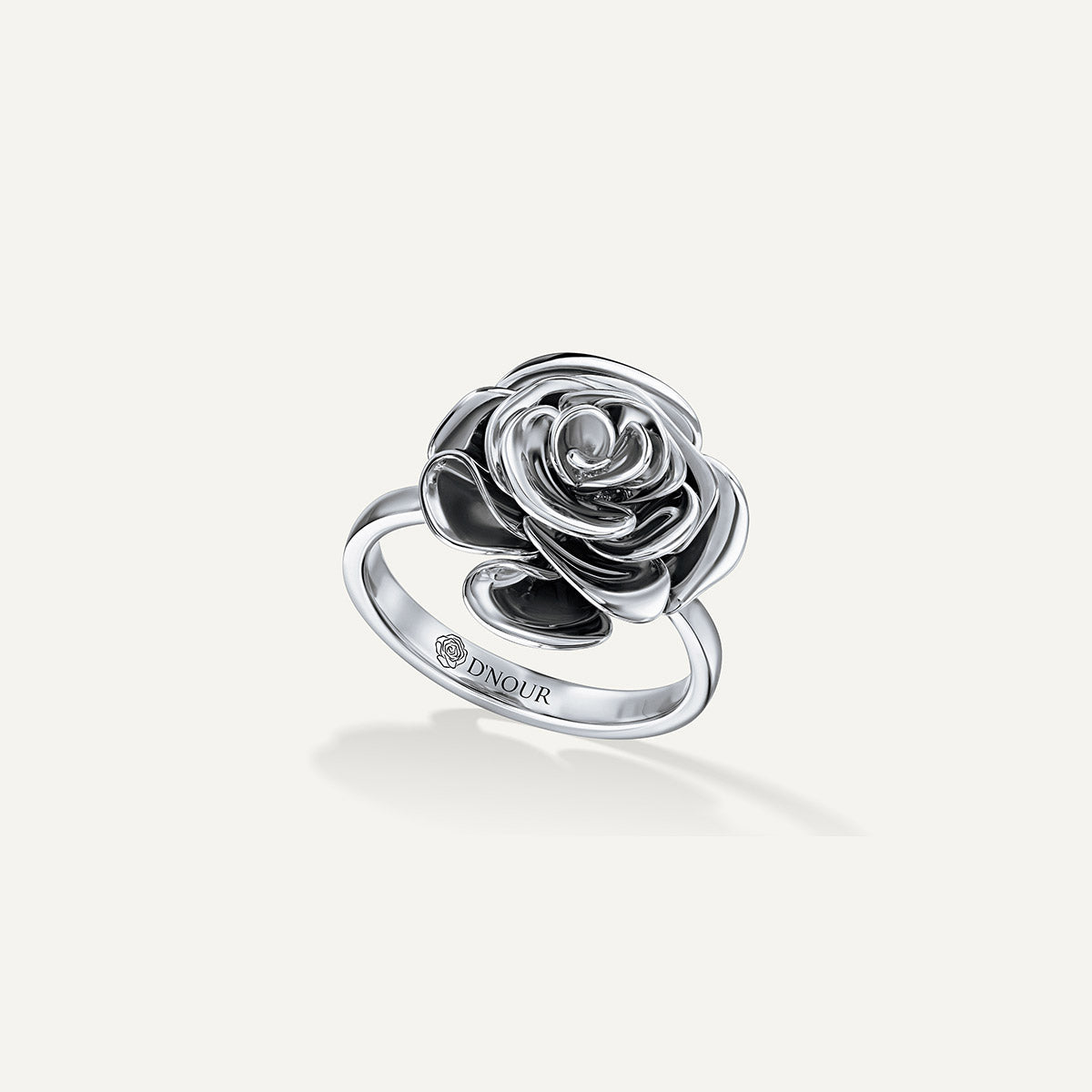 D’NOUR Rose Thank You Gold Ring in White Gold