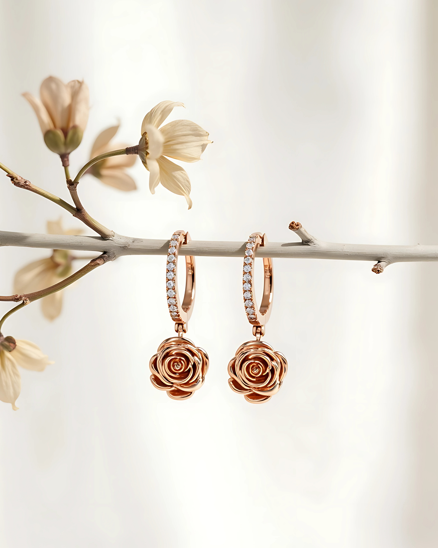 D'NOUR Rose Thank You Hoop Diamond Earrings