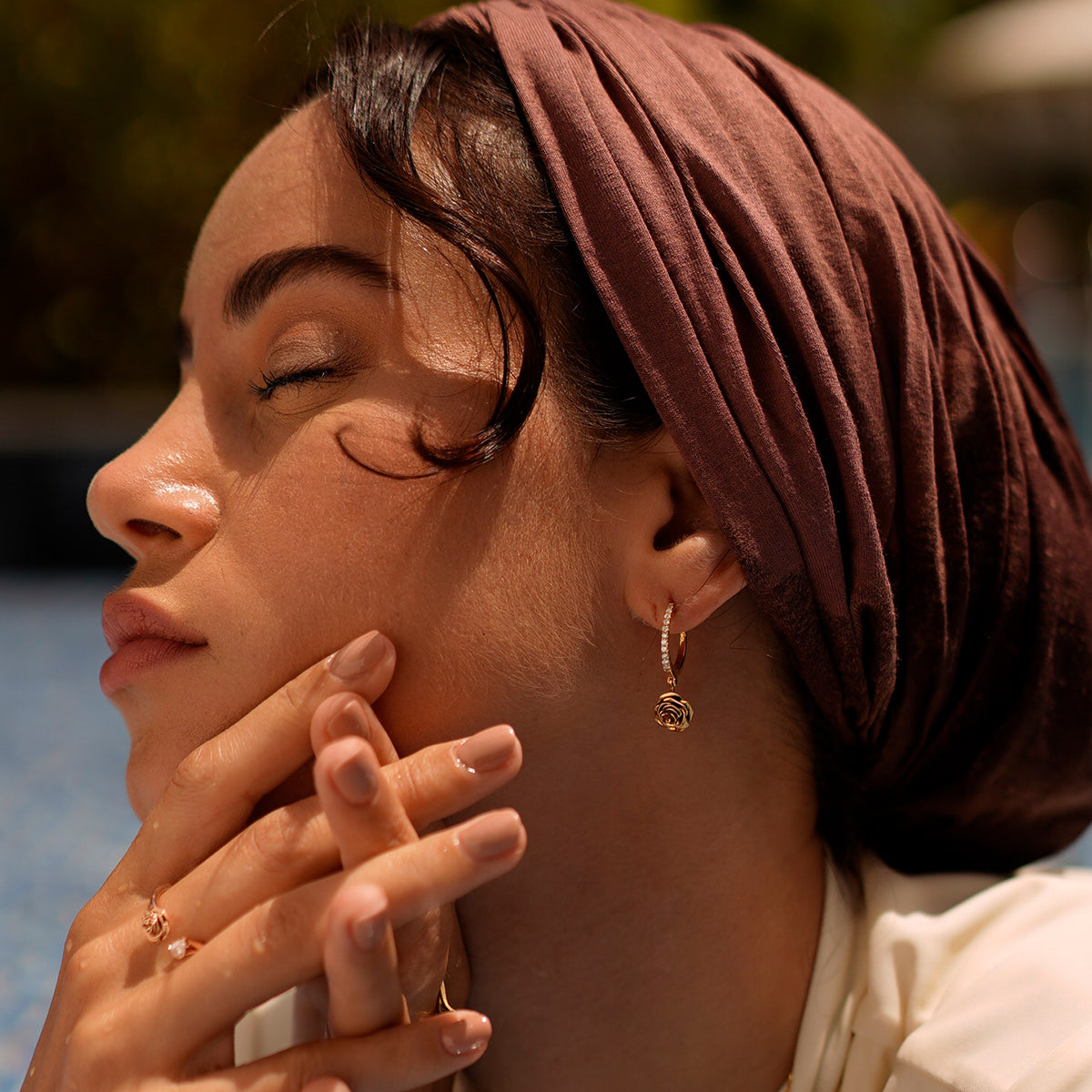 D'NOUR Rose Thank You Hoop Diamond Earrings
