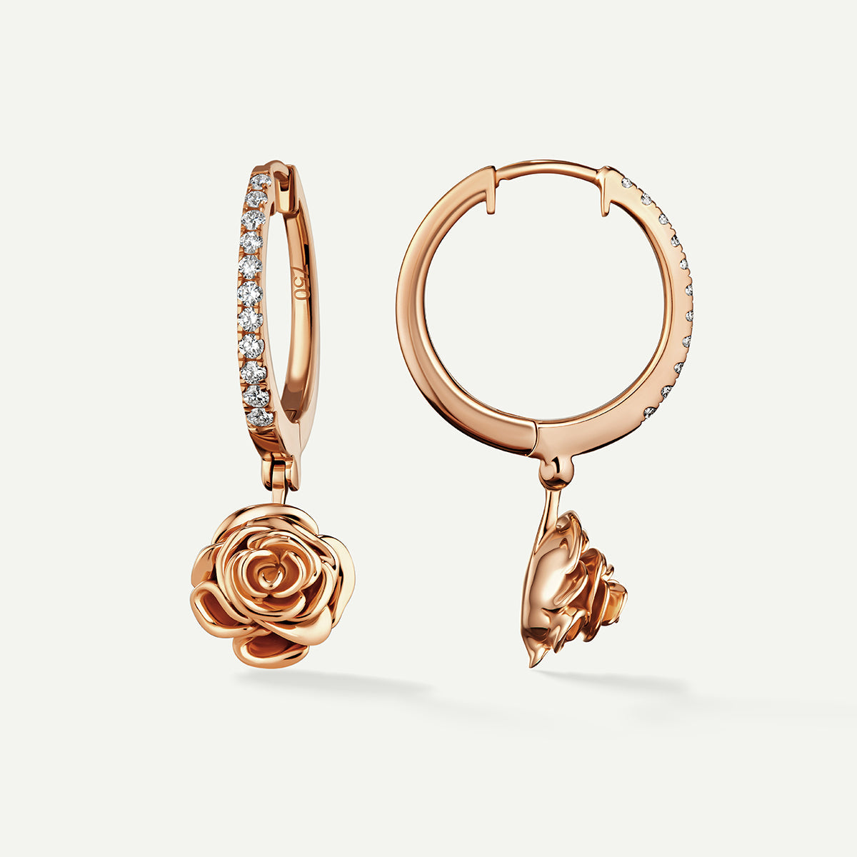 D'NOUR Rose Thank You Hoop Diamond Earrings