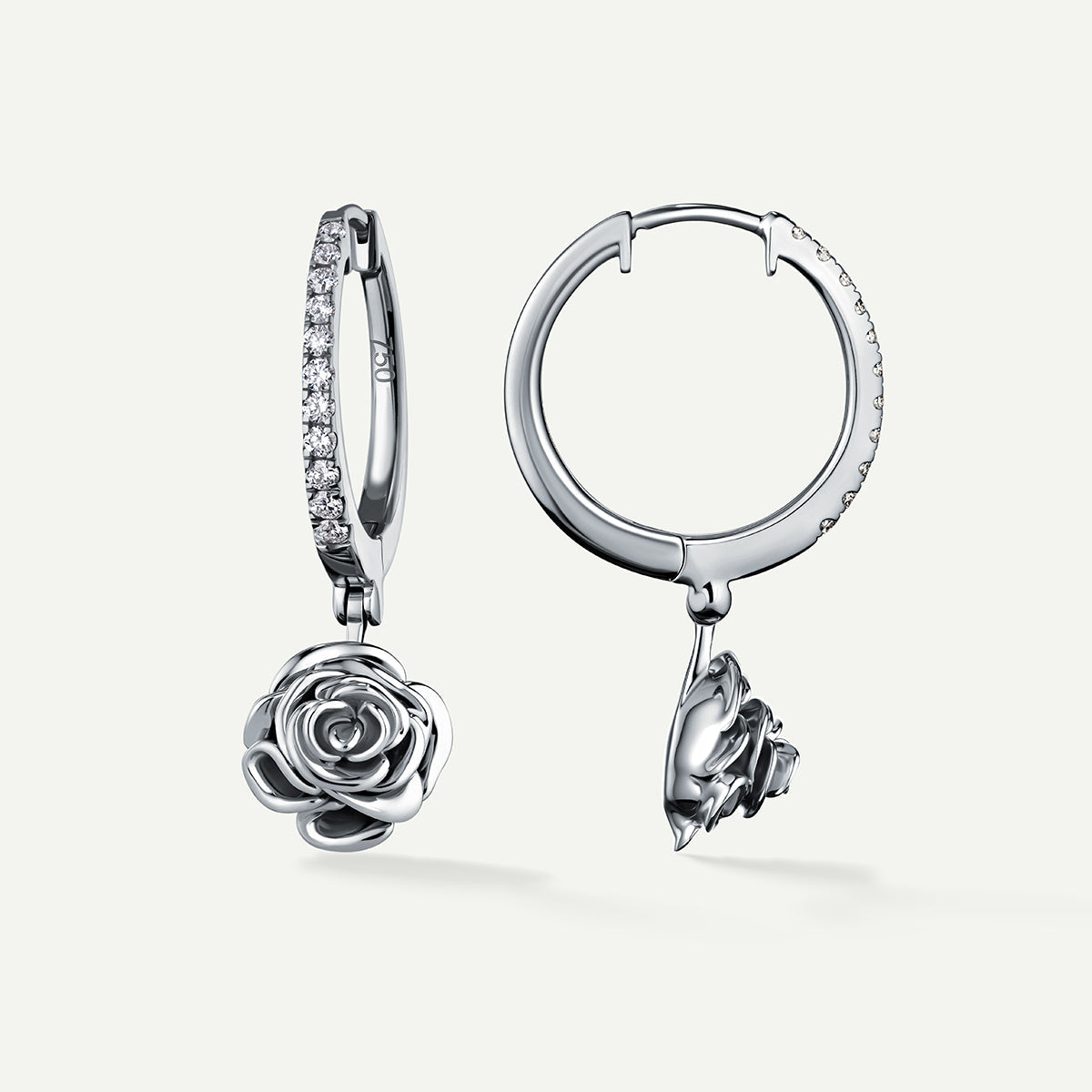 D'NOUR Rose Thank You Hoop Diamond Earrings