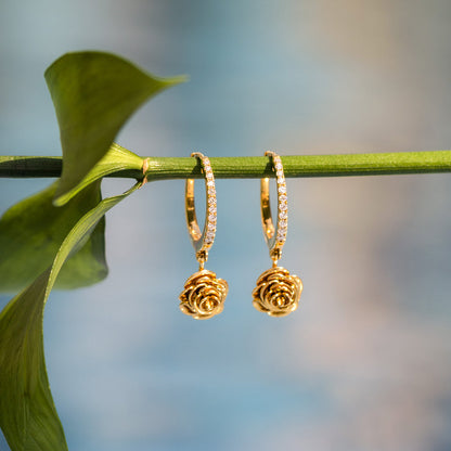 D'NOUR Rose Thank You Hoop Diamond Earrings
