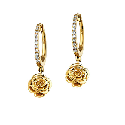 D’NOUR Rose Thank You Hoop Diamond Earrings on pure white background