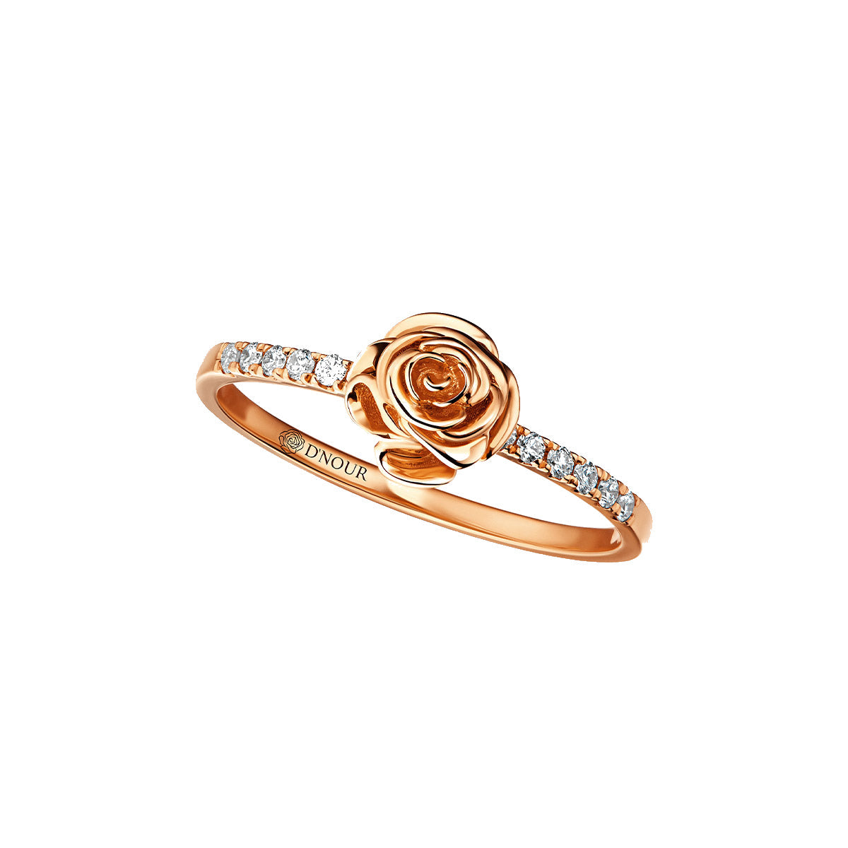 D’NOUR Rose Thank You Mini 12 Diamond Ring on pure white background