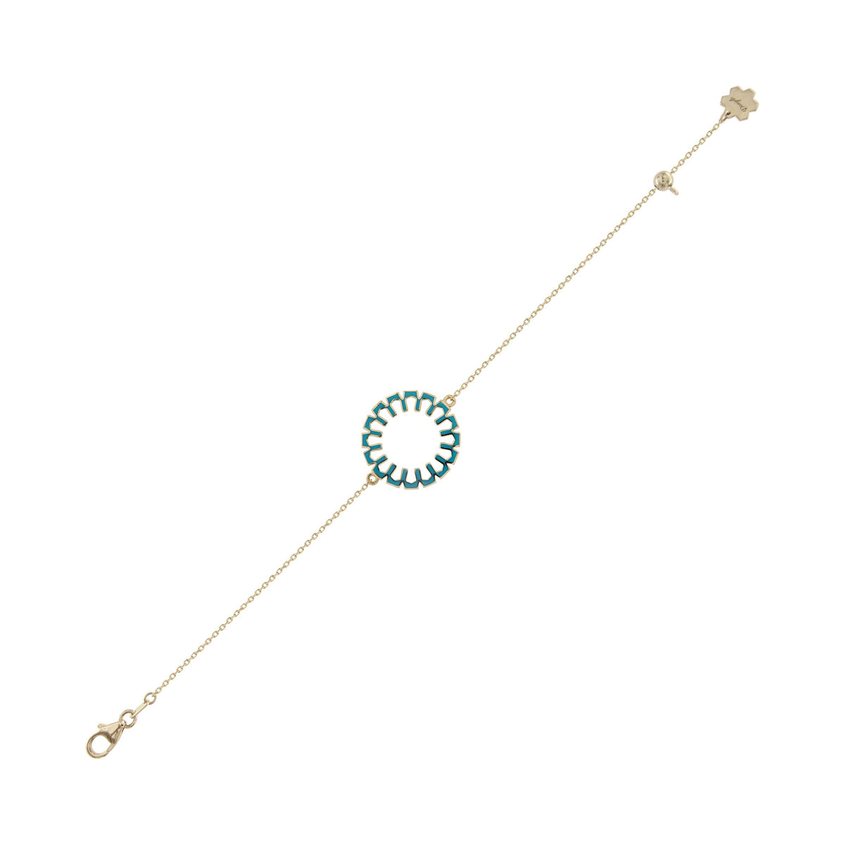 Donydo Aura Clarity bracelet in 18K yellow gold with light blue enamel