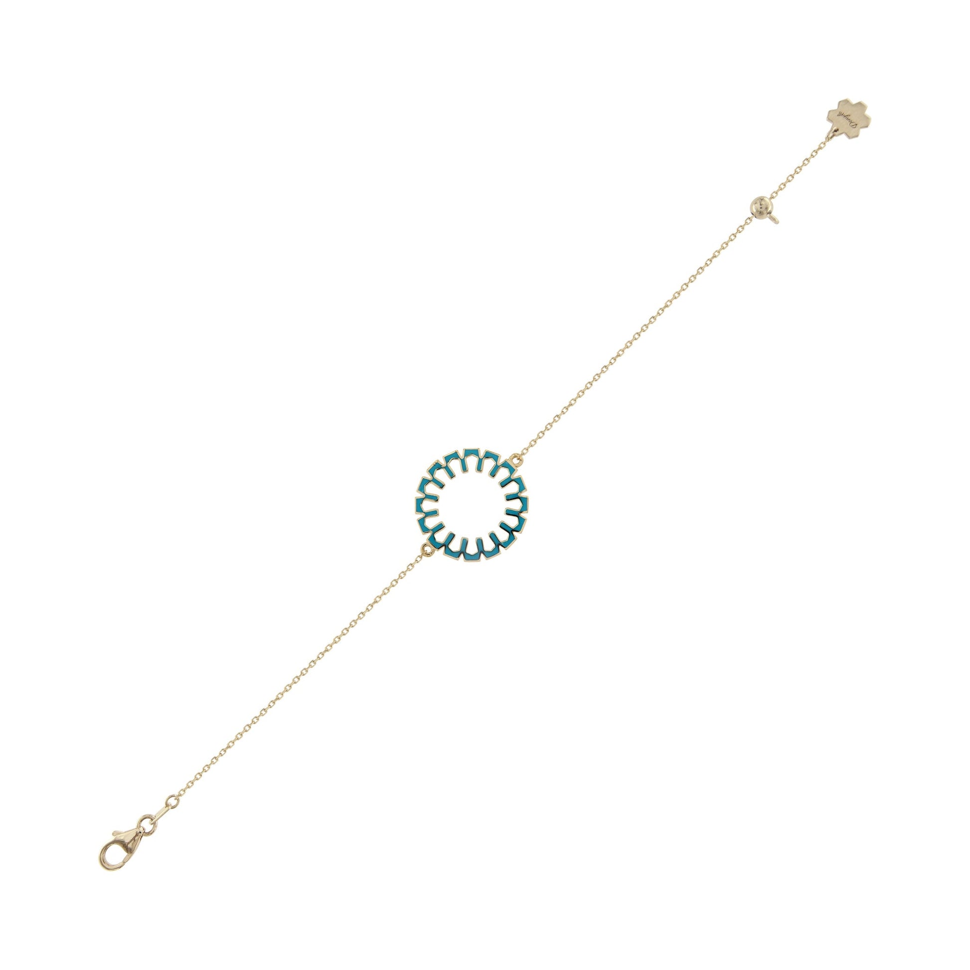 Donydo Aura Clarity bracelet in 18K yellow gold with light blue enamel