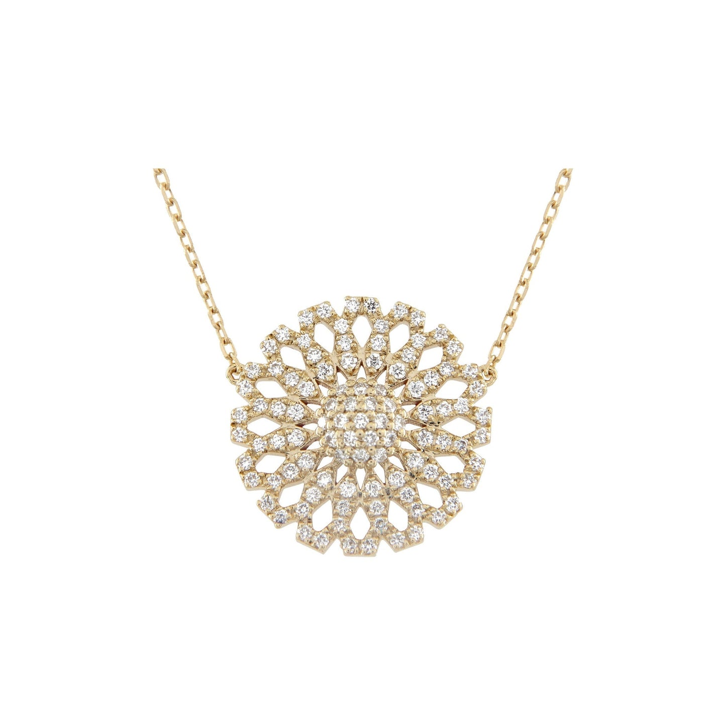 Aura Pure Necklace 15 mm by Donydo – centered yellow gold diamond face