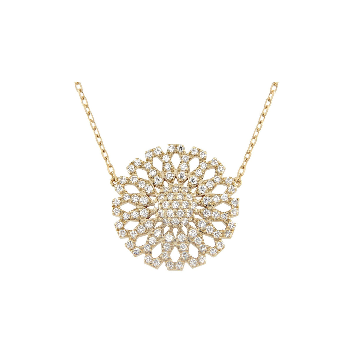 Aura Pure Necklace 15 mm by Donydo – centered yellow gold diamond face