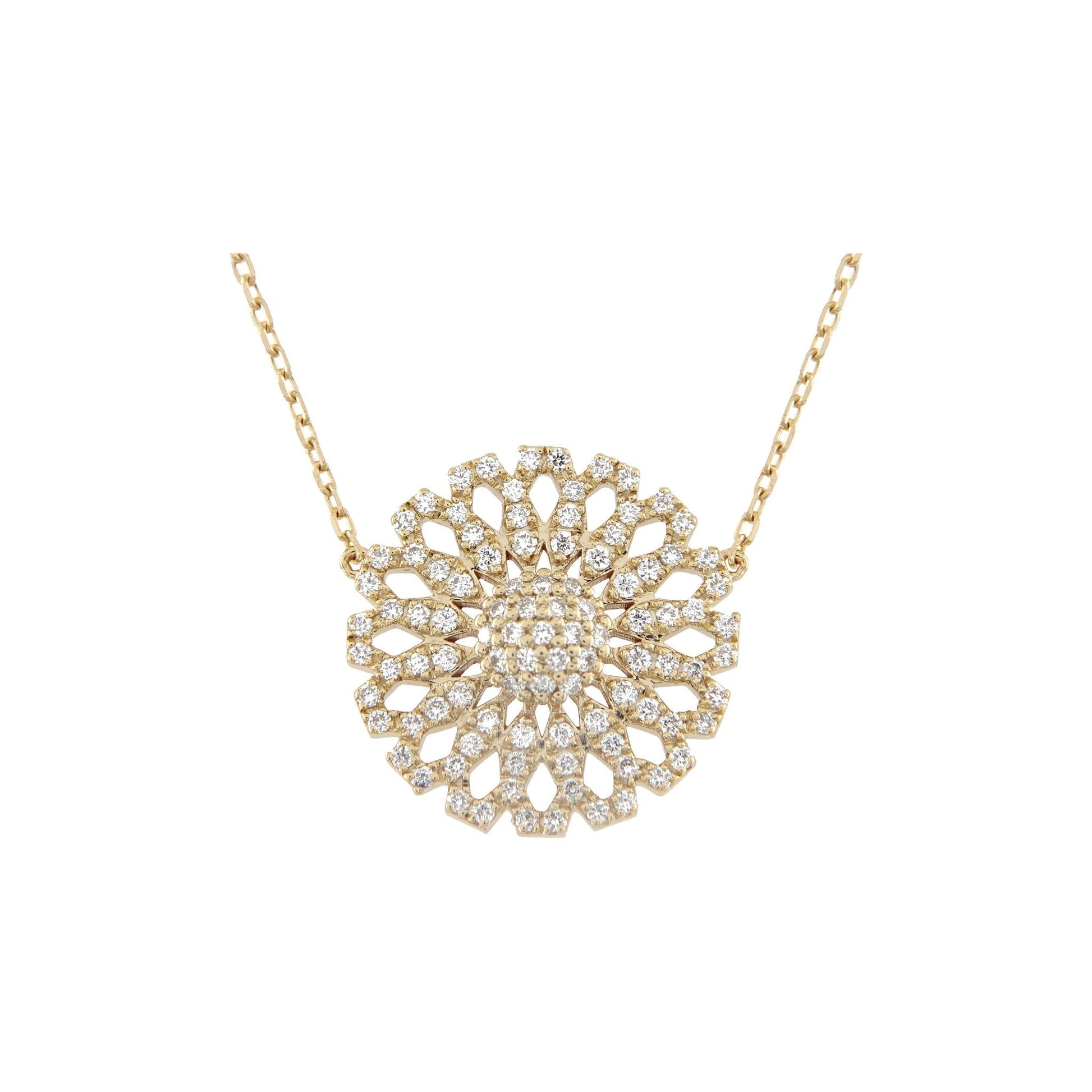 Aura Pure Necklace 15 mm by Donydo – centered yellow gold diamond face