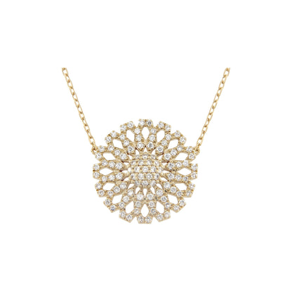 Aura Pure Necklace 15 mm by Donydo – centered yellow gold diamond face
