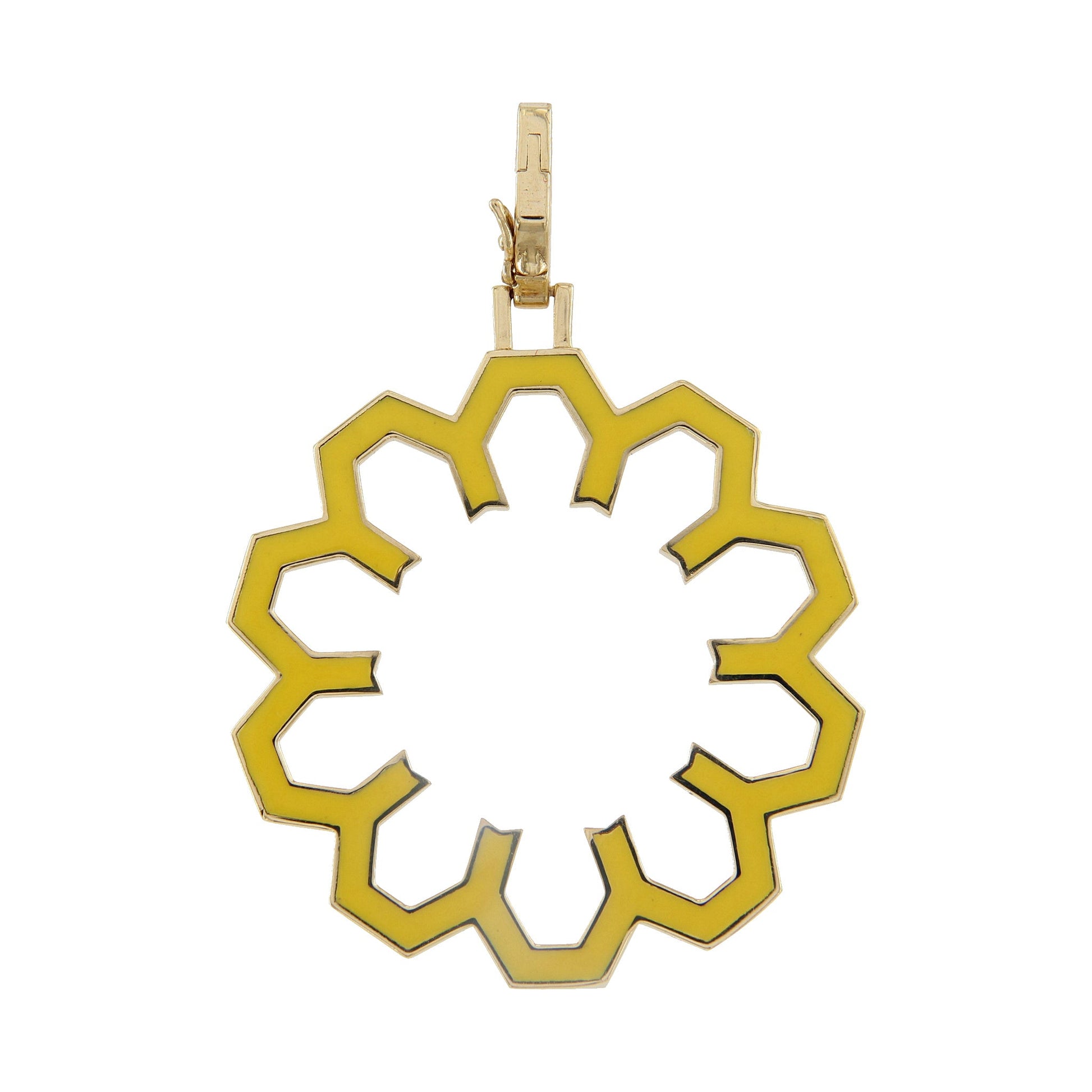 Aura Shine Pendant 30 mm by Donydo – Yellow Gold Enamel face