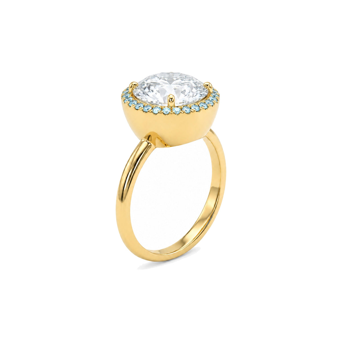 DONYDO Core Ring – centered 18K yellow gold lab-grown diamond halo