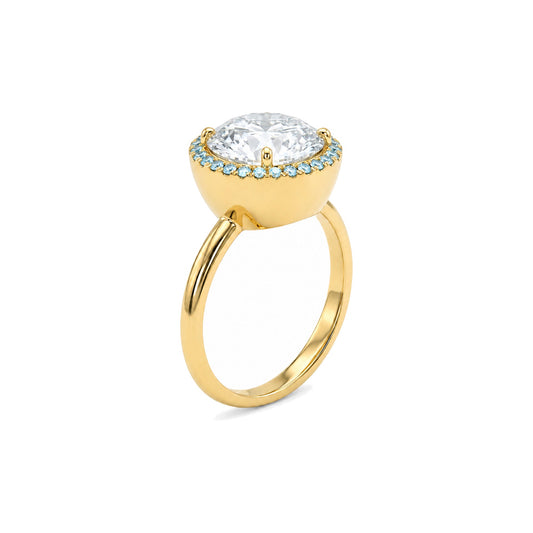 DONYDO Core Ring – centered 18K yellow gold lab-grown diamond halo
